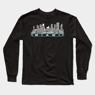 Miami Football Team All Time Legends, Miami City Skyline Long Sleeve T-Shirt